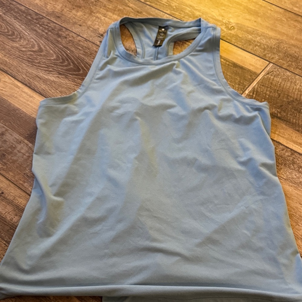 Yogalicious Open Back Teal Sleeveless Workout Top